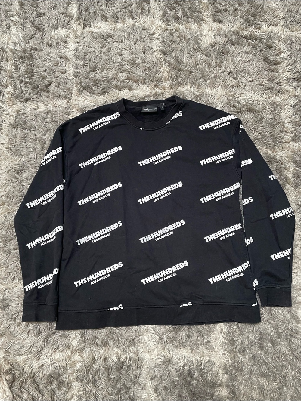 The Hundreds Los Angeles All-Over Logo Print Black Crewneck Sweatshirt